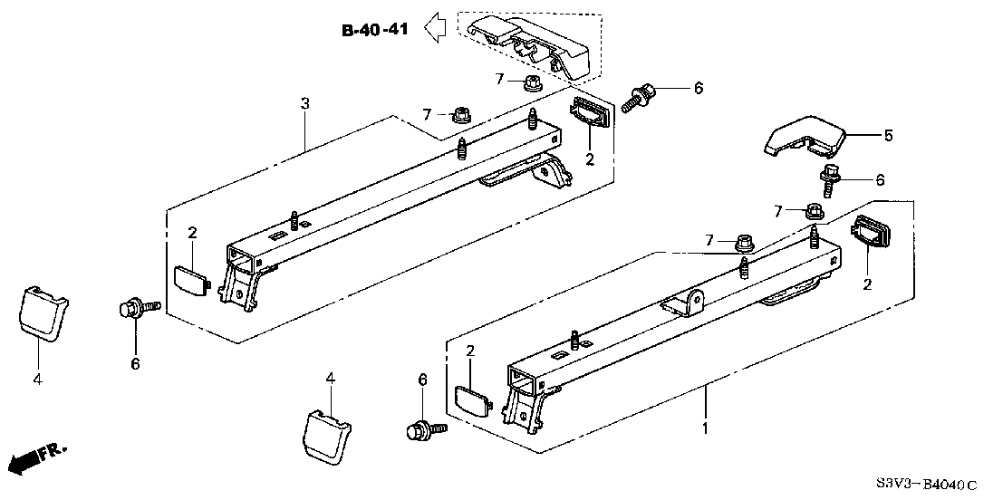 B  4040 MIDDLE SEAT COMPONENTS (L.) ('01)