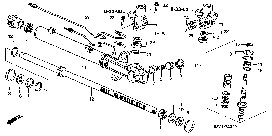 B  3320 Коробка рулевого привода с усилителем Компоненты