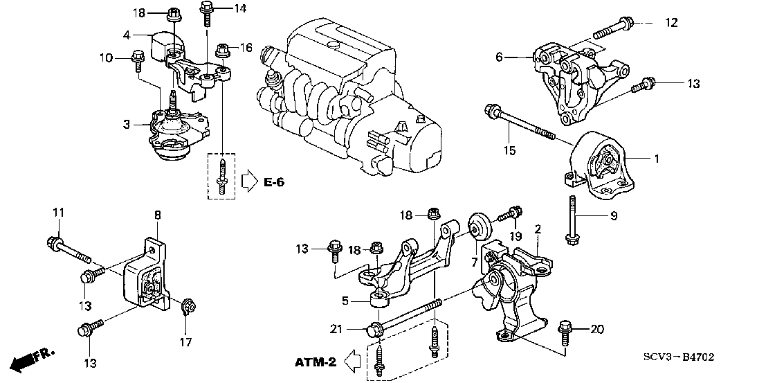 B  4702 ENGINE MOUNTS (AT) (4WD)
