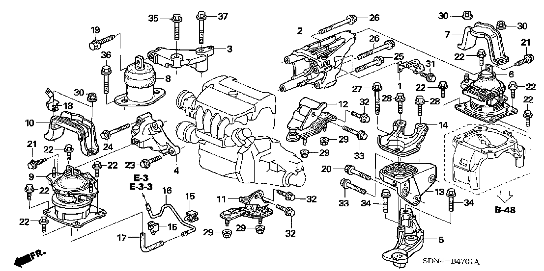 B  4701 ENGINE MOUNTS (L4) (AT)
