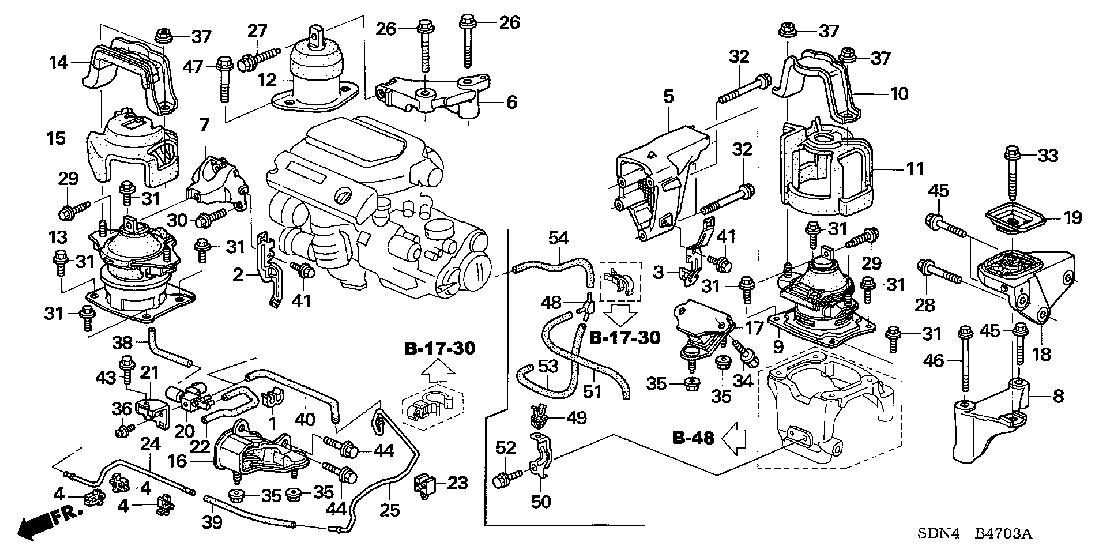 B  4703 ENGINE MOUNTS (V6) (AT)
