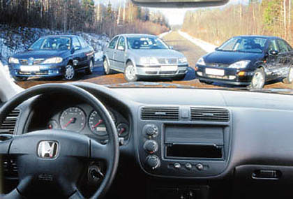 Проверка на дорогах. Honda Civic, Ford Focus, Nissan Almera, VW Bora