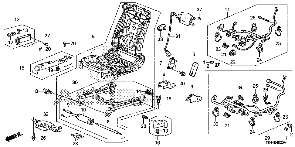 21 FRONT SEAT COMPONENTS (R.)