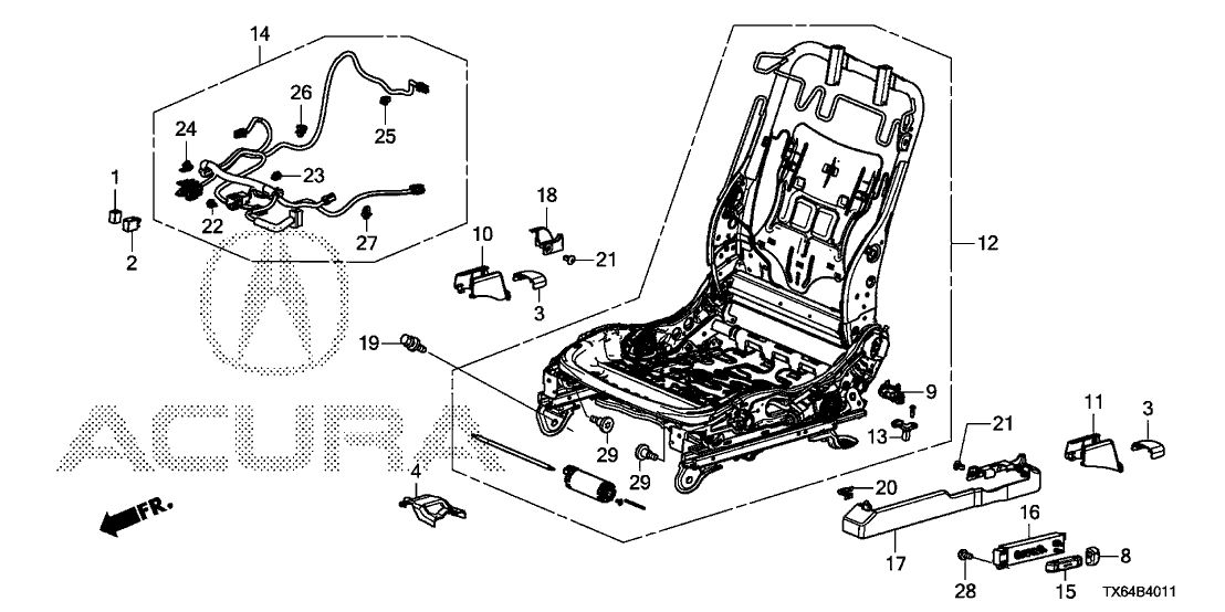 19 FRONT SEAT COMPONENTS (L.) (POWER SEAT)