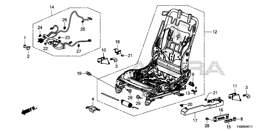 20 FRONT SEAT COMPONENTS (L.) (POWER SEAT)