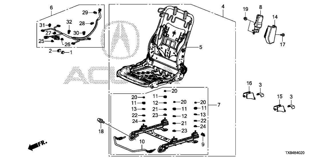 21 FRONT SEAT COMPONENTS (R.)