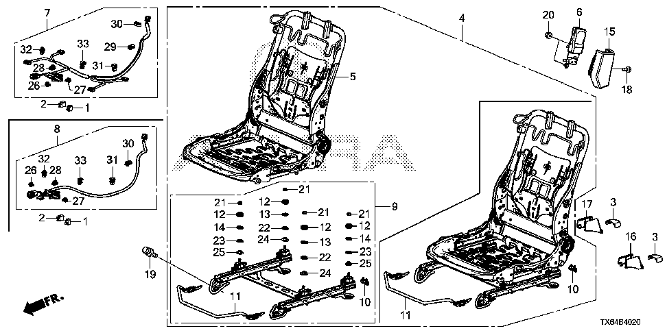 20 FRONT SEAT COMPONENTS (R.)