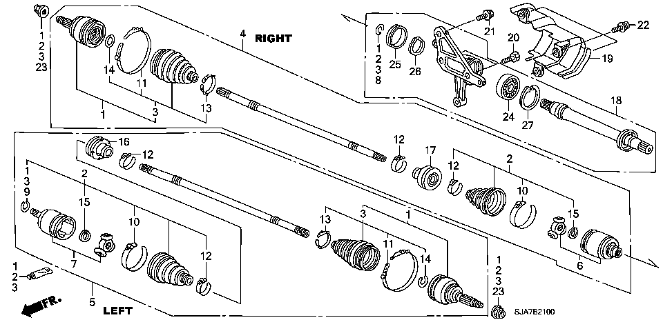 B-21 FRONT DRIVESHAFT/HALF SHA FT