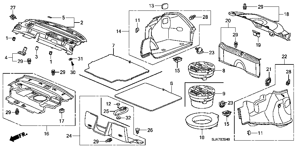 B-39-40 REAR TRAY/TRUNK LINING