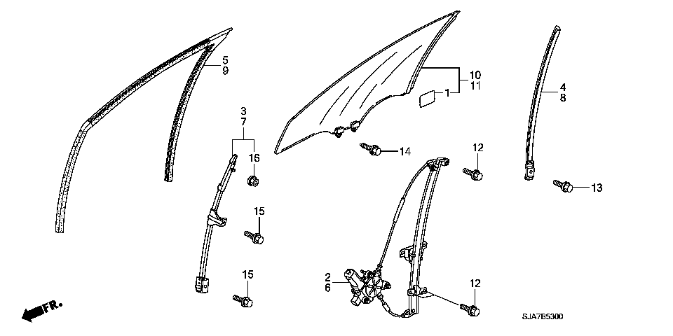 B-53 FRONT DOOR GLASS/DOOR REG ULATOR