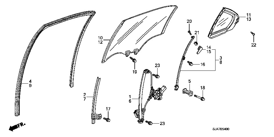 B-54 REAR DOOR GLASS/DOOR REGU LATOR