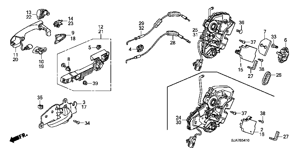 B-54-10 REAR DOOR LOCK/OUTER HAND LE