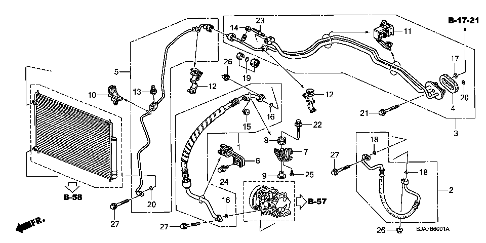 B-60-1 AIR CONDITIONER(HOSES/PIP ES)(RH)