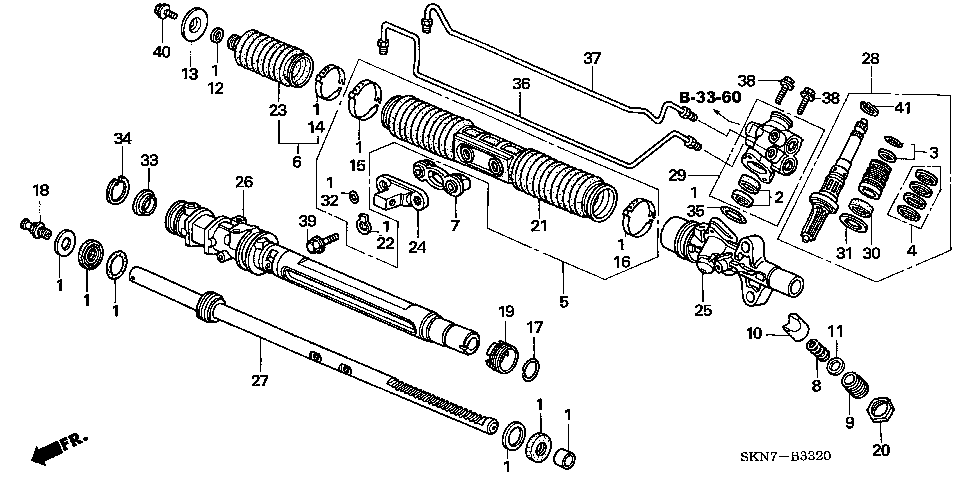 B-33-20 P.S. GEAR BOX COMPONENTS (LH)