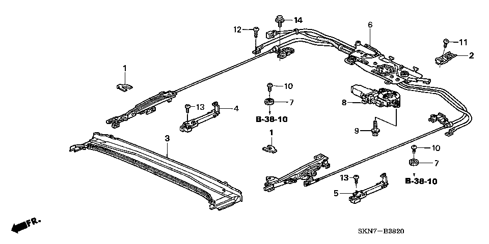 B-38-20 ROOF SLIDE COMPONENTS