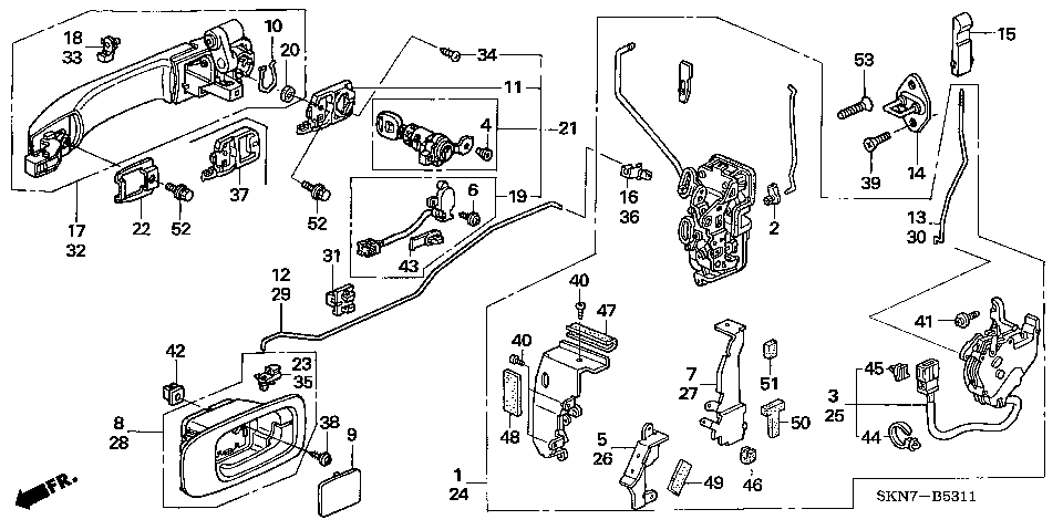 B-53-11 FRONT DOOR LOCKS/ OUTER HANDLE(RH)