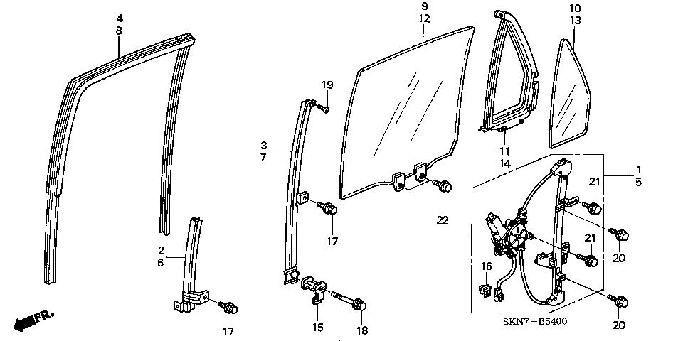 B-54 REAR DOOR WINDOWS/ REGULATOR