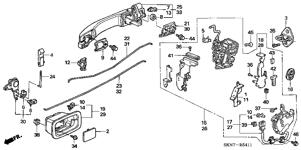 B-54-11 REAR DOOR LOCKS/ OUTER HANDLE(RH)