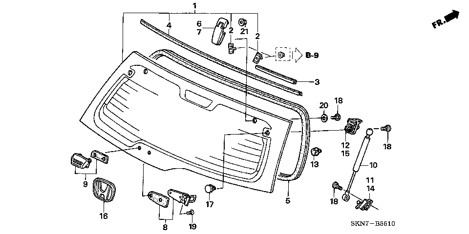 B-55-10 REAR HATCH GLASS