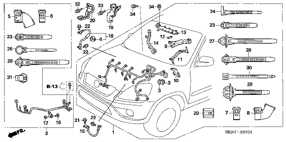 E-7-1 ENGINE WIRE HARNESS (RH)