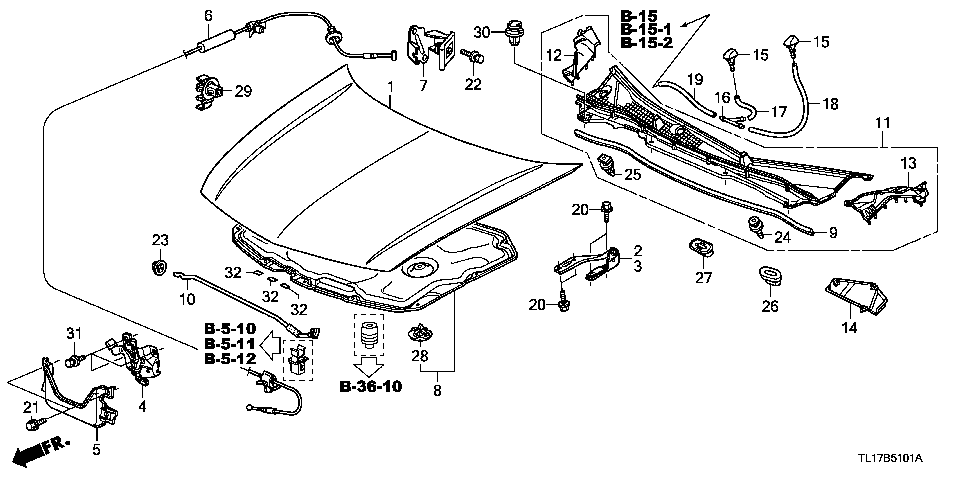 B-51-1 ENGINE HOOD (RH)