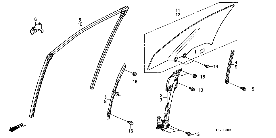 B-53 FRONT DOOR GLASS/ REGULATOR