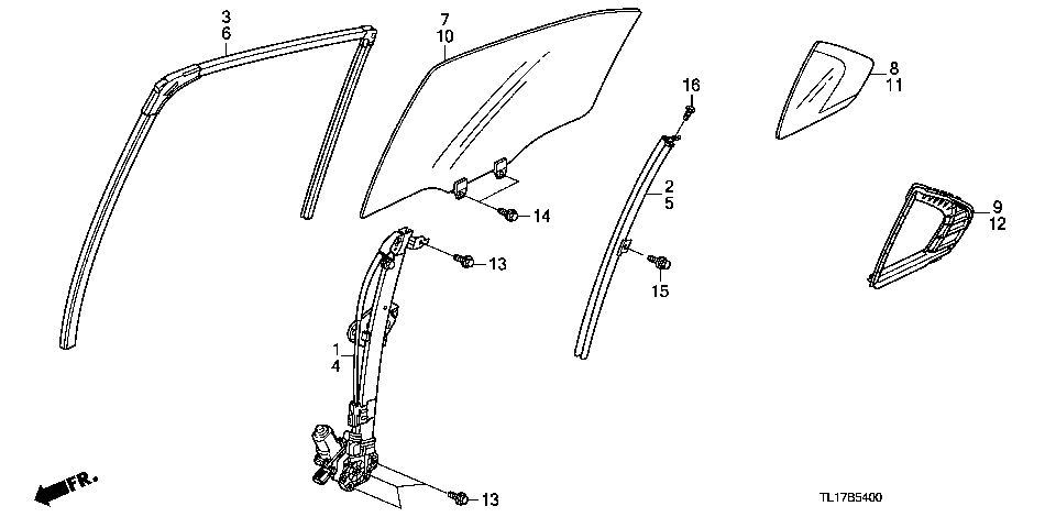 B-54 REAR DOOR GLASS/REGULATOR