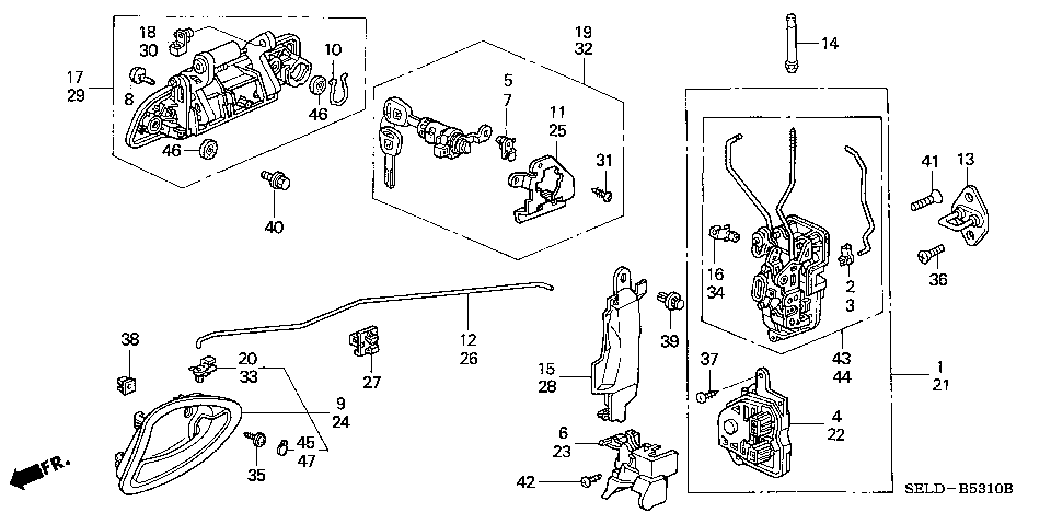 B-53-10 FRONT DOOR LOCK/OUTER HAN DLE
