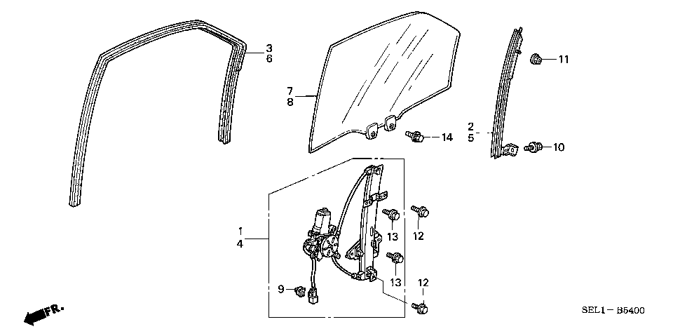 B-54 REAR DOOR GLASS/DOOR REGU LATOR