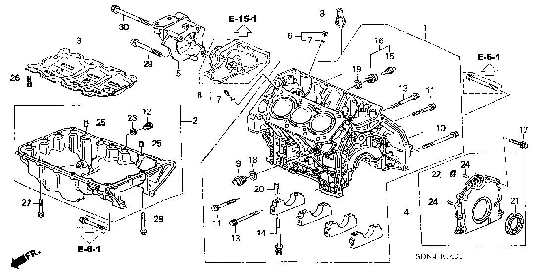 E  1401 CYLINDER BLOCK - OIL PAN (V6)
