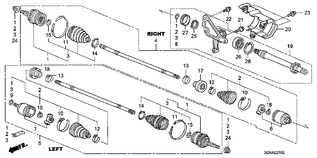 B  2102 DRIVESHAFT - HALF SHAFT (V6)
