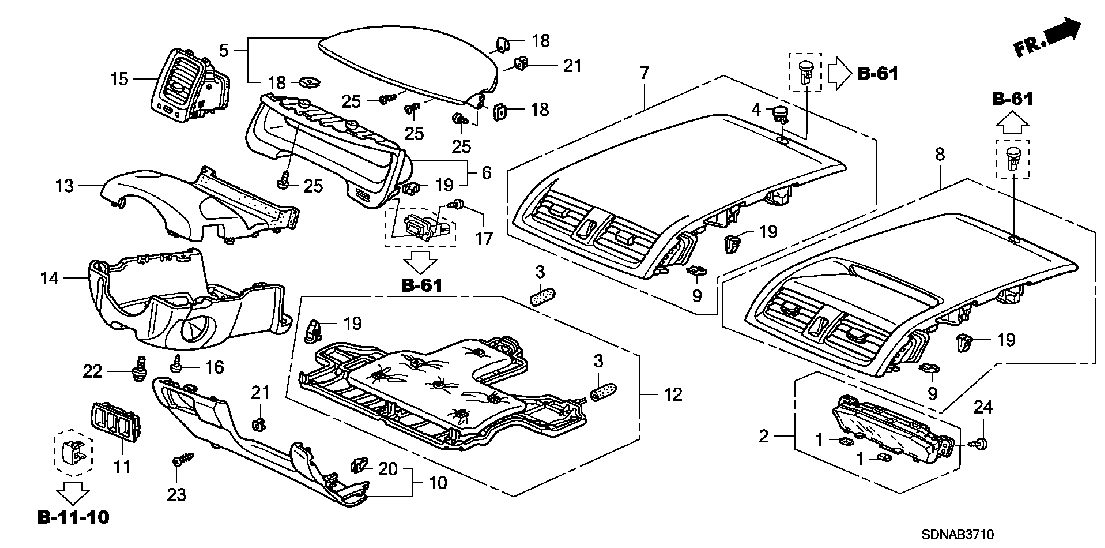 B  3710 INSTRUMENT PANEL GARNISH (DRIVER SIDE)
