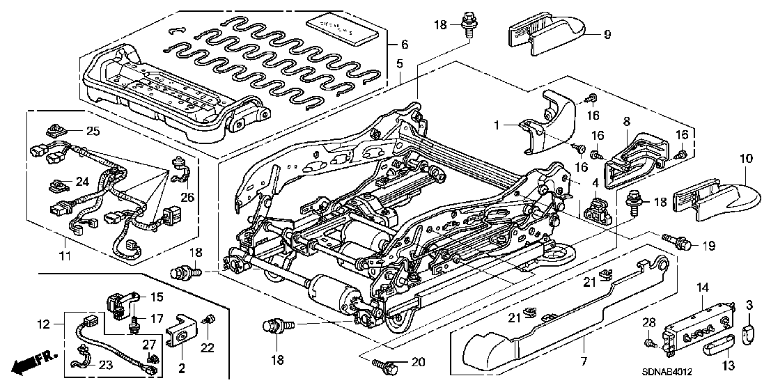 B  4012 FRONT SEAT COMPONENTS (L.) (8WAY POWER SEAT)
