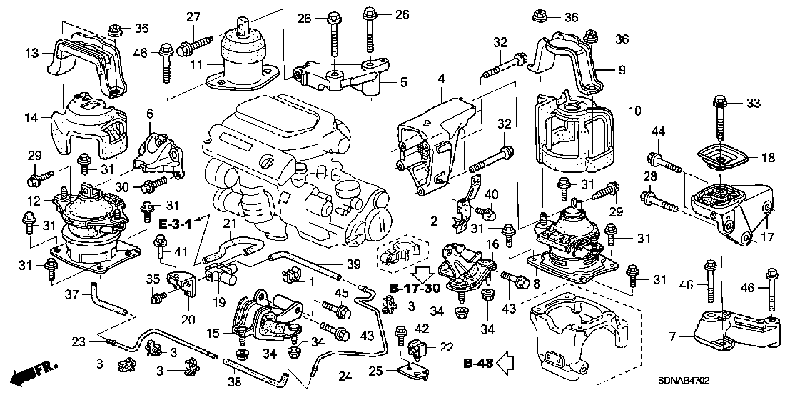 B  4702 ENGINE MOUNTS (V6) (MT)
