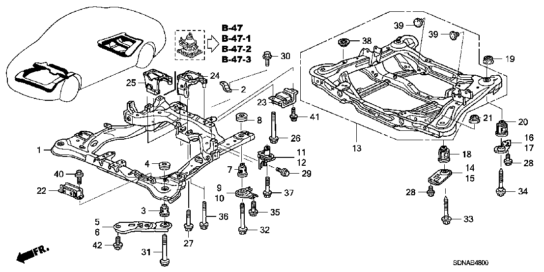 B  48 FRONT SUB FRAME - REAR BEAM
