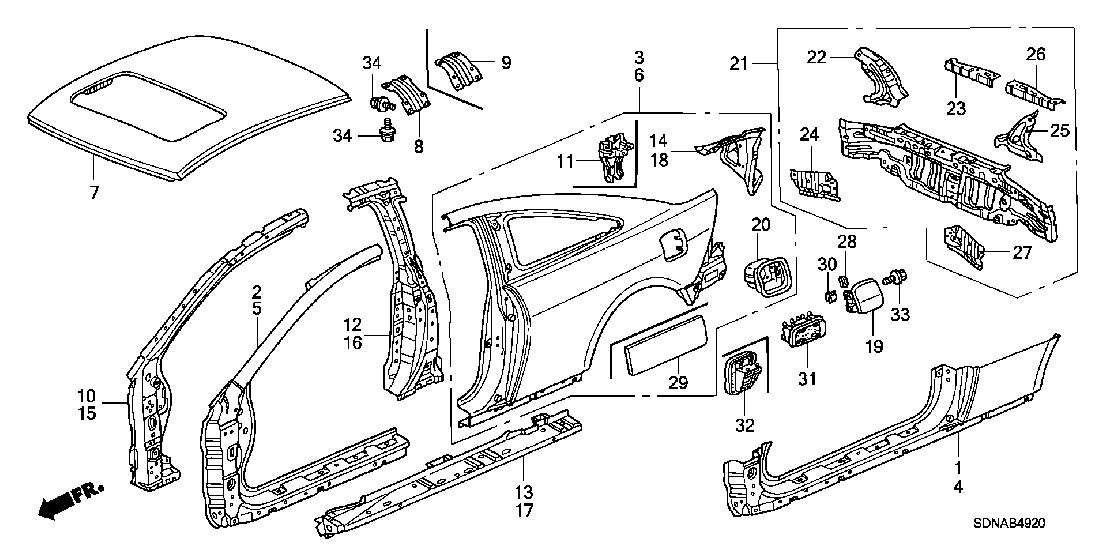 B  4920 OUTER PANEL - REAR PANEL (OLD STYLE PANEL)
