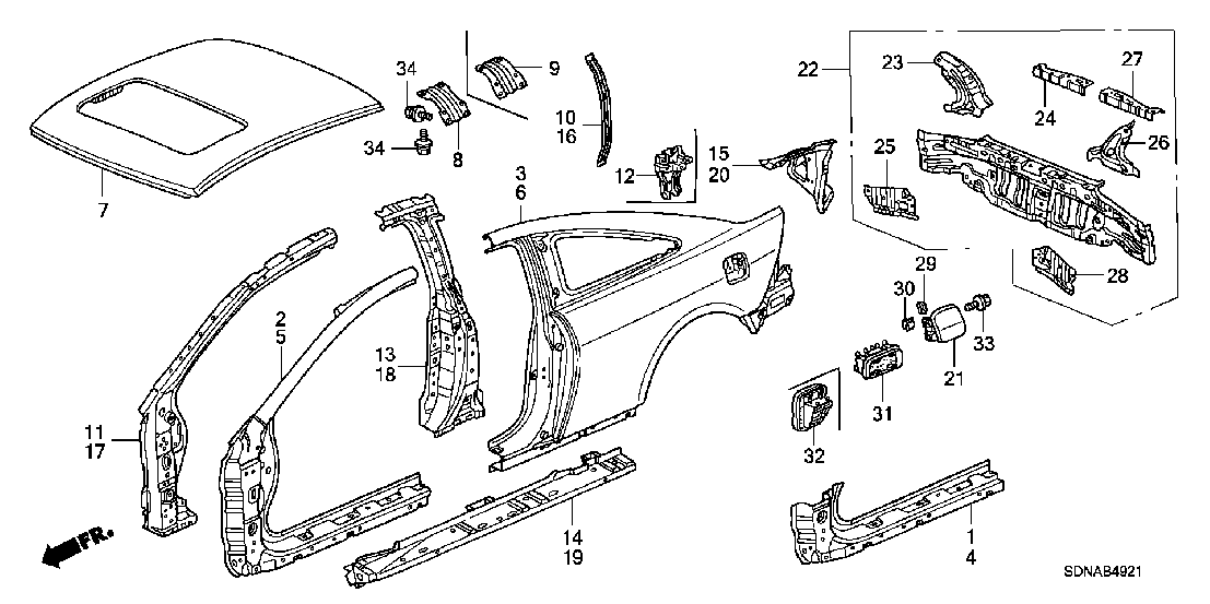 B  4921 OUTER PANEL - REAR PANEL (PLASMA STYLE PANEL)

