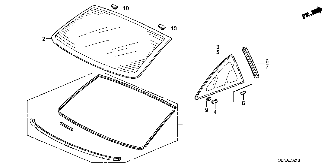 B  5210 REAR WINDSHIELD - QUARTER GLASS
