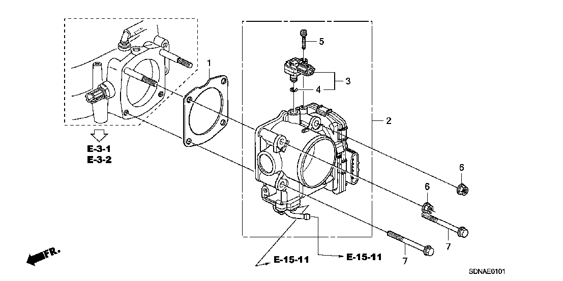 E  0101 THROTTLE BODY (V6)
