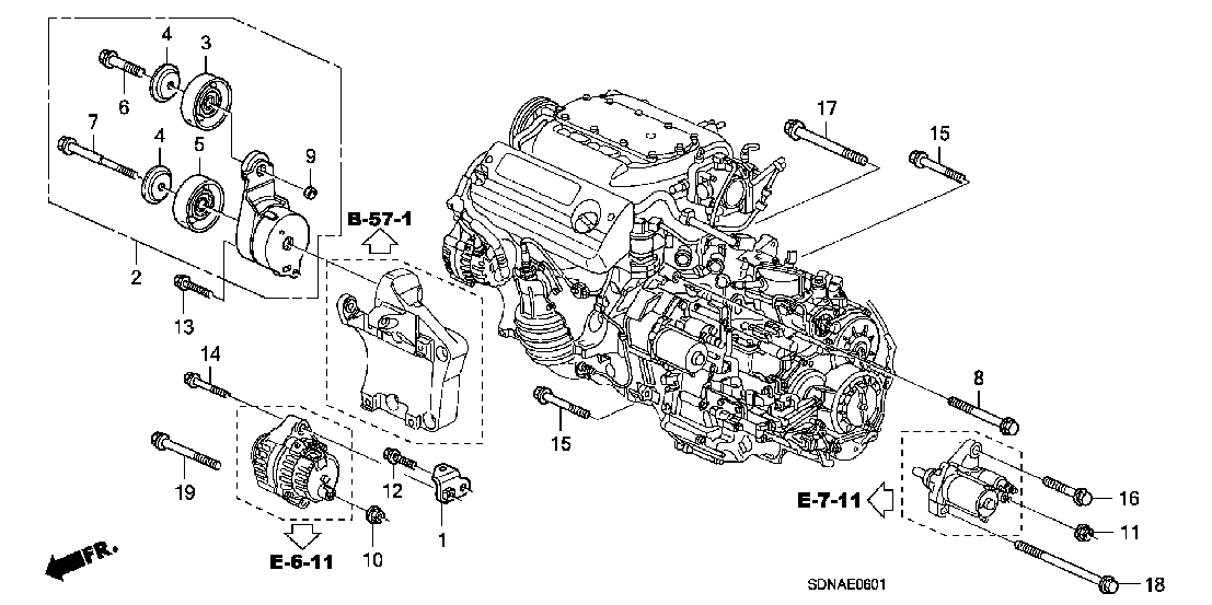 E  0601 ALTERNATOR BRACKET (V6)

