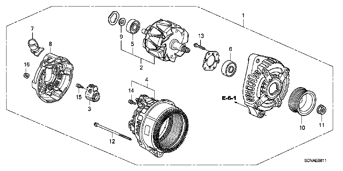 E  0611 ALTERNATOR (DENSO) (V6)
