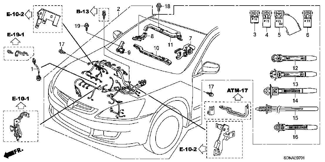 E  0701 ENGINE WIRE HARNESS (V6)
