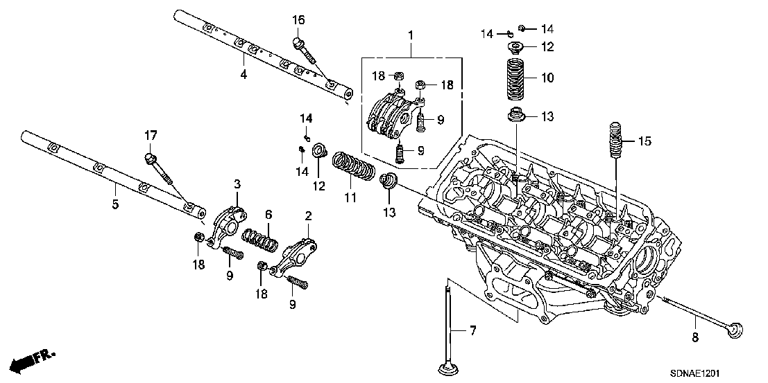 E  1201 VALVE - ROCKER ARM (FR.) (V6)
