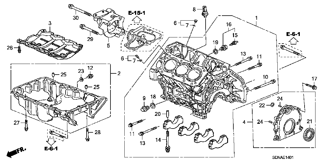 E  1401 CYLINDER BLOCK - OIL PAN (V6)
