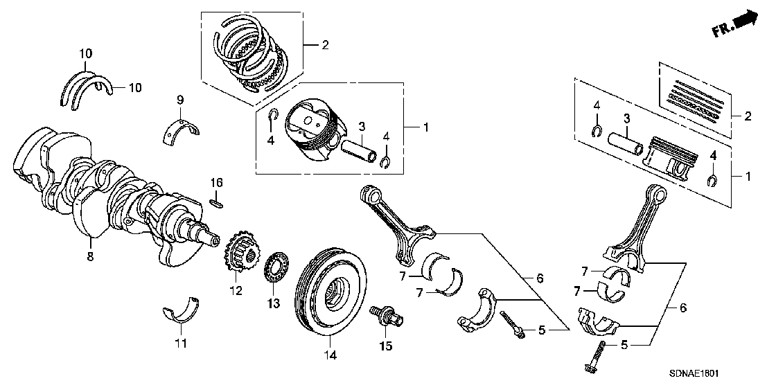 E  1601 CRANKSHAFT - PISTON (V6)
