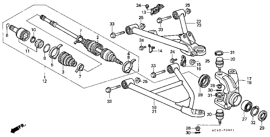 F-9-1 KNUCKLE/FRONT ARM (TRX300FW)