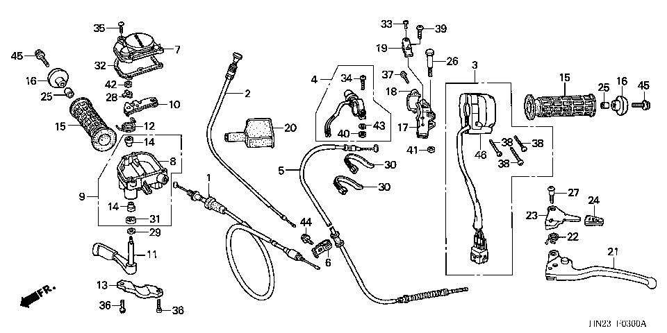 F-3 HANDLE LEVER/SWITCH/CABLE (TRX500FA1/2/3/4)