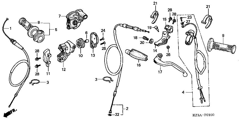 F-1 HANDLE LEVER/SWITCH/CABLE (CR250R2,3)