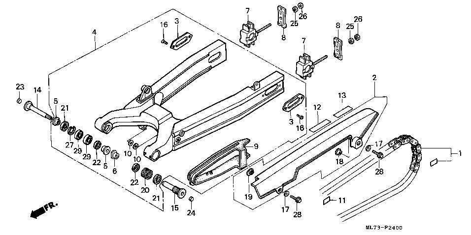 F-24 SWING ARM/CHAIN CASE