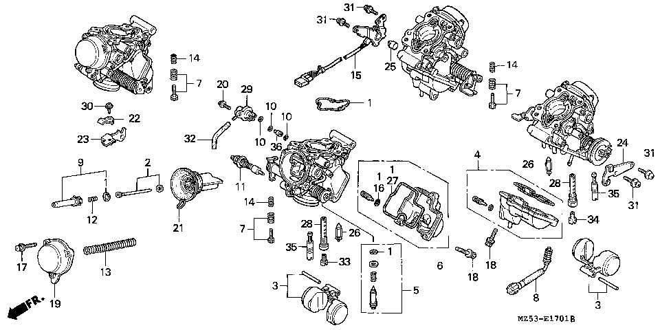 E-17-1 CARBURETOR (COMPONENT PARTS)